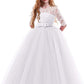 Flower Girls Dresses Vintage Lace Princess Long Dress Kids 3/4 Sleeve Wedding Pageant Tulle Bridesmaid Dress Christening Baptism