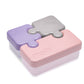 Melii Puzzle Bento Box Food Storage Container - 3 Compartments (Pink, Purple & Grey)