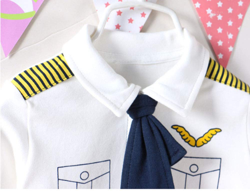 Fancybaby Baby Pilot Boys Halloween Uniform Cosplay Romper Costume Outfit (9 To 12 Months, Short Sleeves)