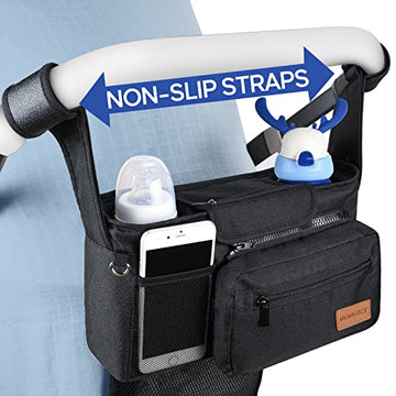 Momcozy Stroller Organizer, With 2 Non-Slip Stickers And 2 Large Capacity And Detachable Mesh Bags, Fits All Strollers Like Brit