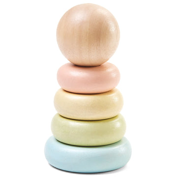 PlanToys First Stacking Ring | Montessori Wooden Stacking Toy for Babies & Toddlers | Baby Learning Toy for Fine Motor Skills, S