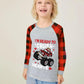 Toddler Boy Monster Truck Valentine'S Day Kids Raglan Long Sleeve Shirt Buffalo Red Plaid Tops 7T
