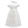 Glamulice Baby Girls Flower Christening Baptism Dress Formal Party Special Occasion Dresses For Toddler 3-6 Light Ivory White In