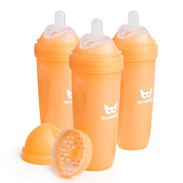 Herobility Double Anti-Colic Baby Bottles - 12 Fl Oz/340Ml - 3-Pack - Peach