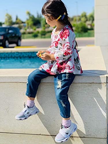 Sanmio Toddler Girl Clothes, Baby Girl Outfits Cute Floral Long Sleeve Ruffle Shirt And Jeans Pants Fall Winter Clothing Set