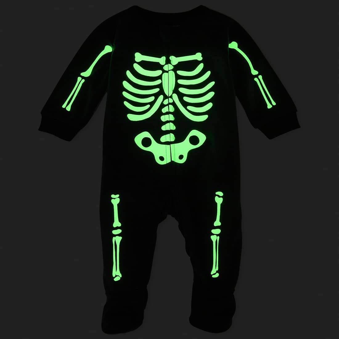 The Children'S Place Baby Boys Glow Skeleton Fleece One Piece Pajamas And Toddler Sleepers, Black, 12-18 Months Us