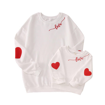 Ritatte Mommy And Me Valentine'S Day Outfit Love Heart Graphic Family Matching Sweatshirt Crewneck Long Sleeve Pullover Top(90,