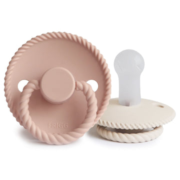 Frigg Rope Silkysoft Silicone Baby Pacifier | Made In Denmark | Bpa-Free (Blush/Cream, 6-18 Months)