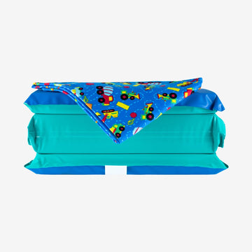 Kindermat 2' Jr. Daydreamer And Full Nap Mat Washable Cover - New Trucks N Tractors Design - Regular, 47' X 22', Great For Da