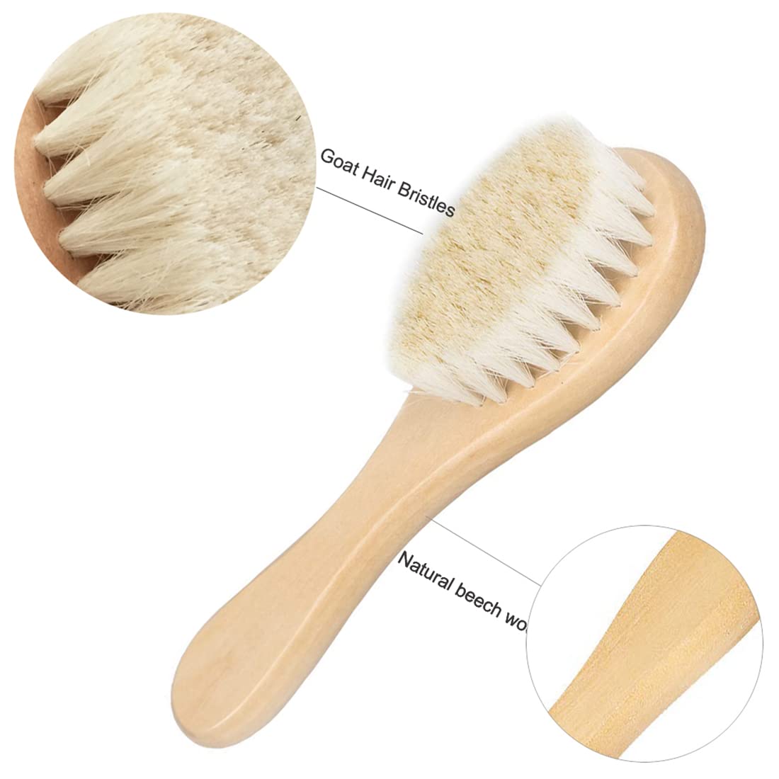 Molylove Baby Hair Brush, Wooden Goat Bristles Hair Brush for Newborns & Toddlers, Ideal for Cradle Cap, Perfect Baby Registry G