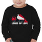 Valentines Day Dump Truck Loads Of Love Toddler Kids Long Sleeve T-Shirt 4T Black