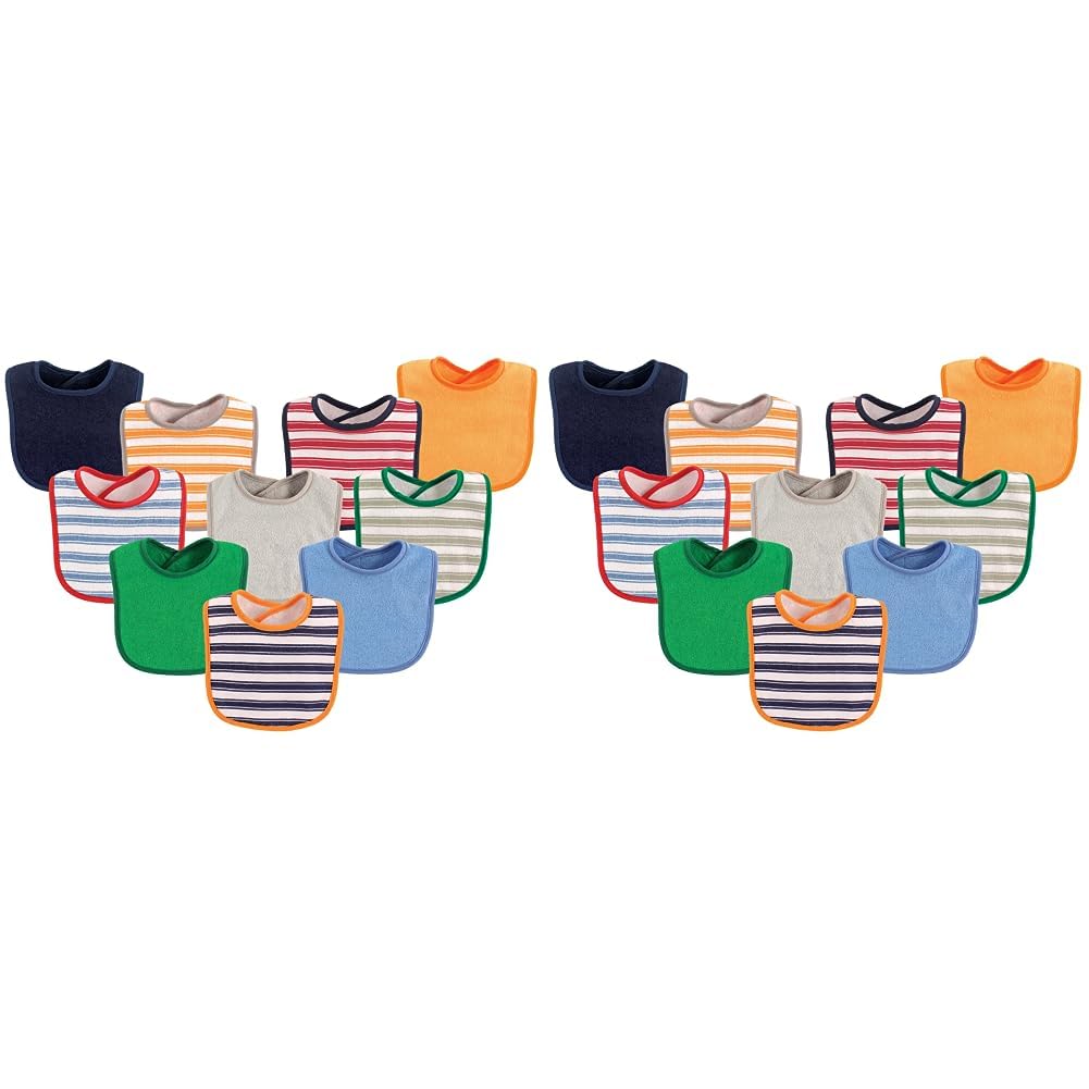 Luvable Friends Unisex Baby Cotton Terry Bibs, Boy Stripe, One Size