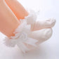 Achiyi Baby Girls Ruffle Socks Infant Toddler Bowknot Lace Tutu Socks 4 Packs White/Black/Gray/Pink/Multicolor 1T-3T (S)
