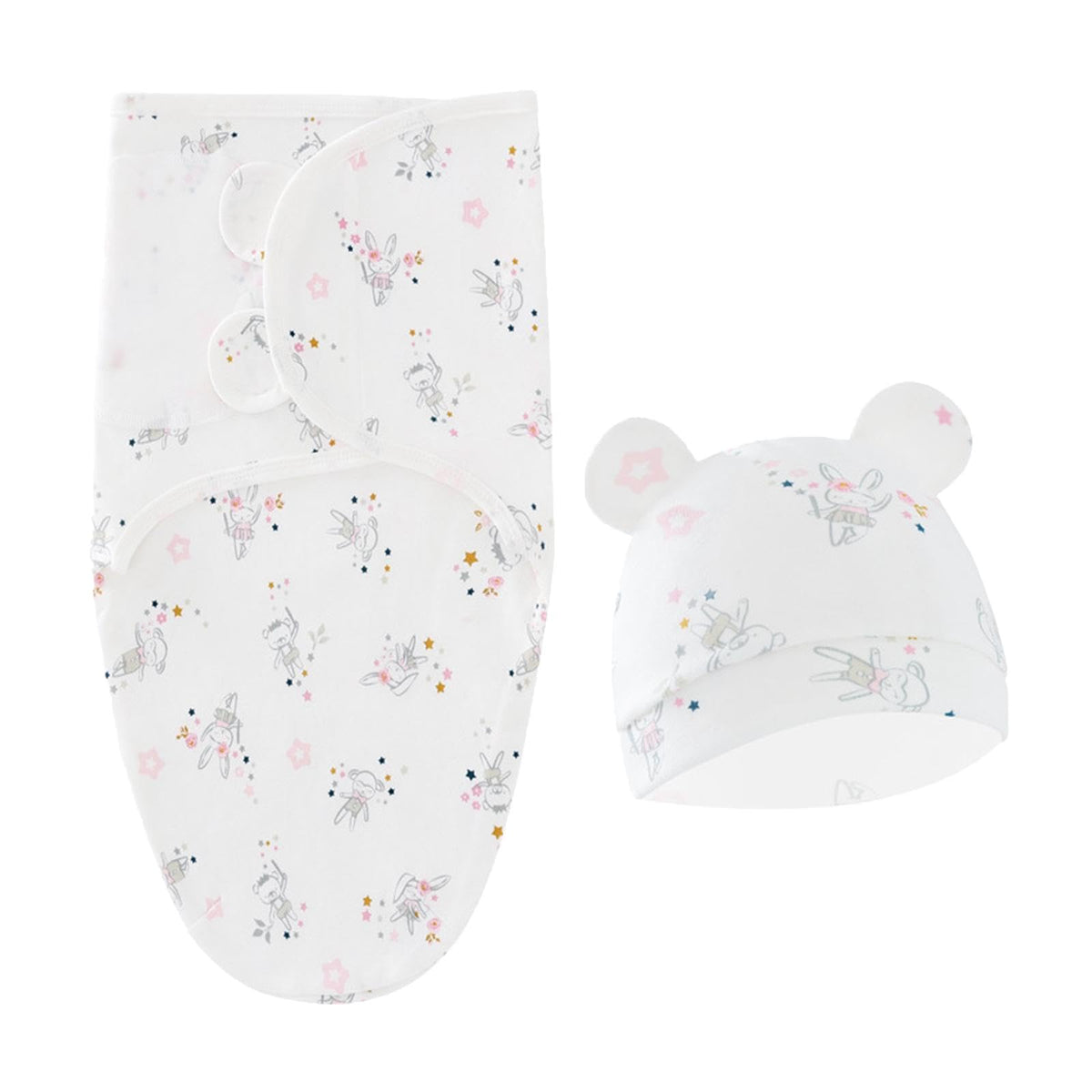 Merishopp Newborn Swaddle Wraps Wrap Hat Babies Infant Blanket for Newborn Girls Gifts Pink Angle