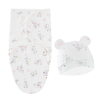 Merishopp Newborn Swaddle Wraps Wrap Hat Babies Infant Blanket for Newborn Girls Gifts Pink Angle