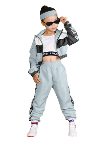 Lolanta Girls Dance Clothing Set, Hip Hop Modern Jazz Team Performance Costume, Girls Dance Wear Sets (Lightblue, 13-14)