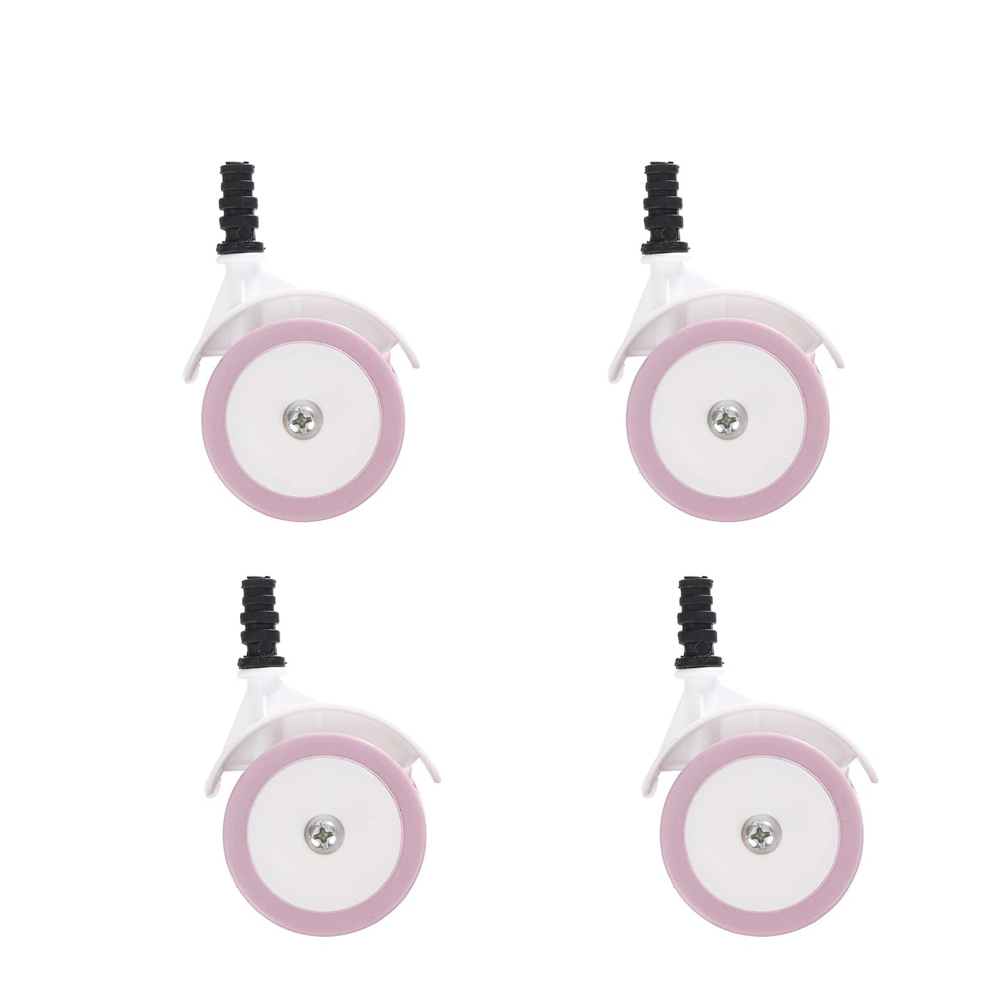WYI Baby Walker Wheels Replacement Parts, 2 Plastic Rubber Wheels Casters, Removable, Safe for All Floors,Set of 4 (Pink)