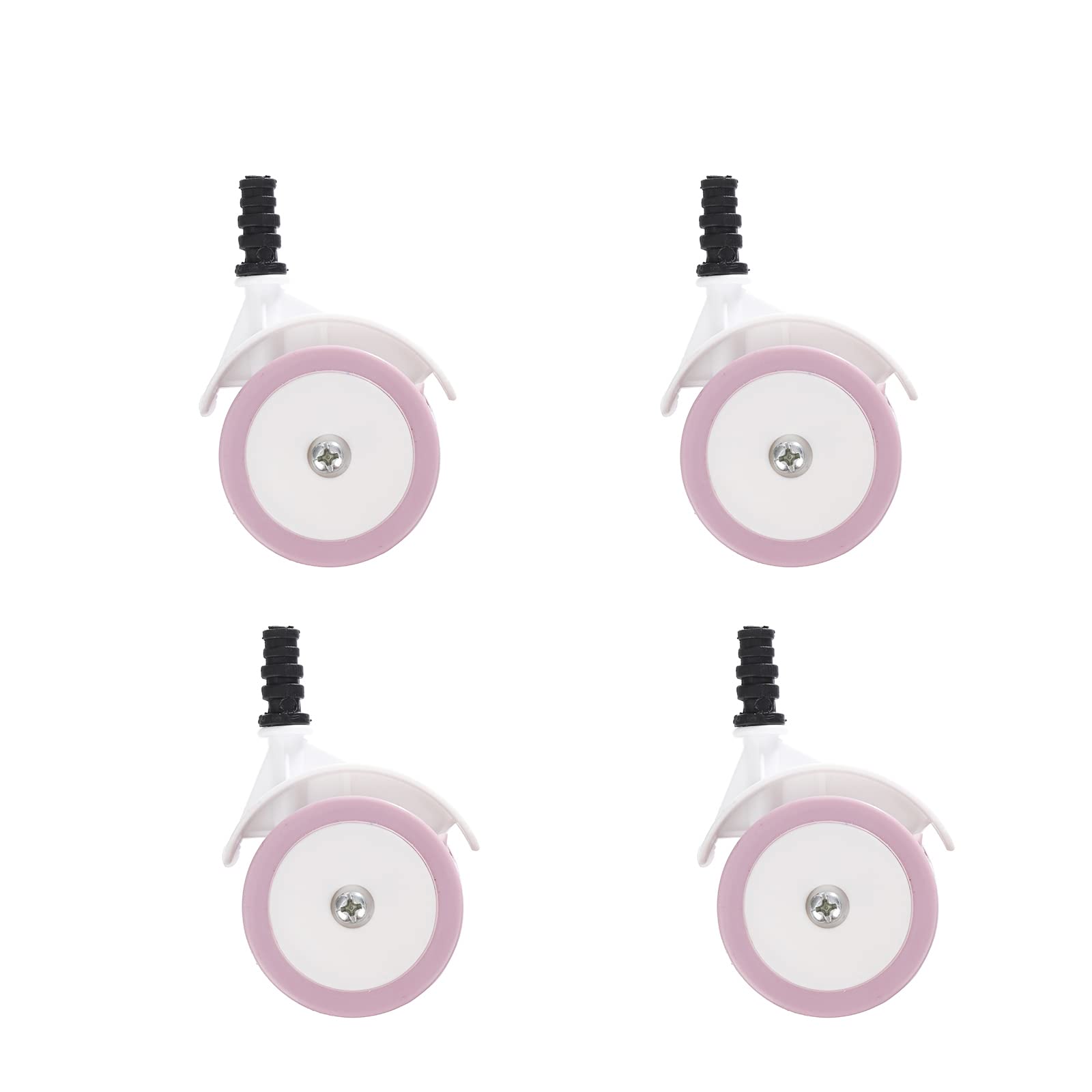 WYI Baby Walker Wheels Replacement Parts, 2 Plastic Rubber Wheels Casters, Removable, Safe for All Floors,Set of 4 (Pink)