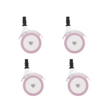 WYI Baby Walker Wheels Replacement Parts, 2 Plastic Rubber Wheels Casters, Removable, Safe for All Floors,Set of 4 (Pink)