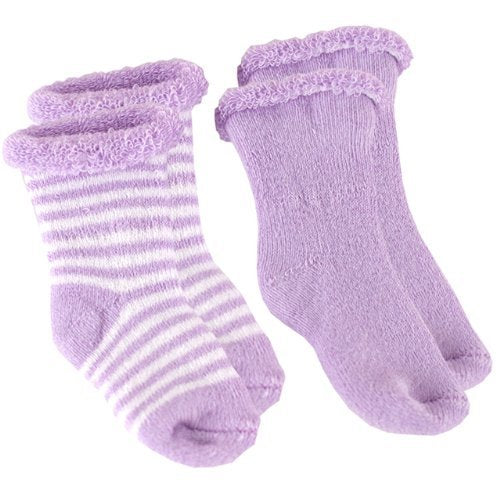 Kushies Newborn Terry Socks, Lilac, 0-3 Months