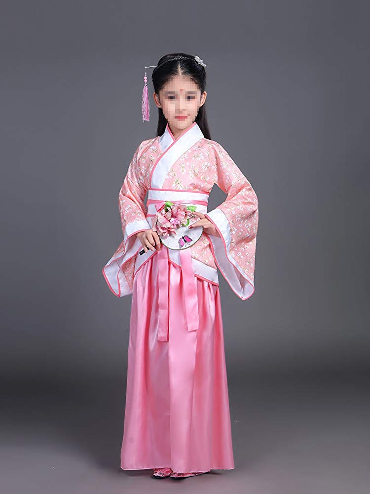 Lazutom Girls' Ancient Chinese Traditional Hanfu Dress Fancy Dress Christmas Party Dress (160:Recommended Height:155-160Cm, Pink