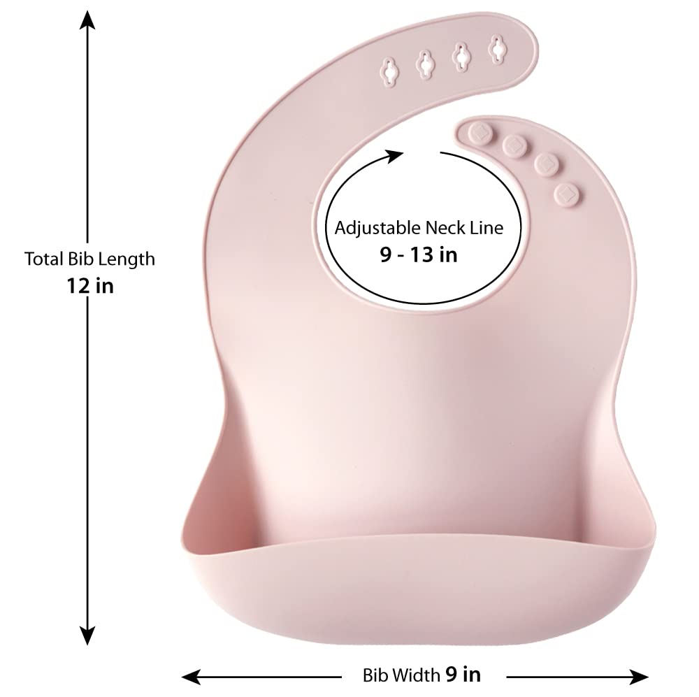 Ymcf Products 2-Pack Waterproof Silicone Baby Bib Lightweight Comfortable Easy-Wipe Clean (Lilac/Plum)