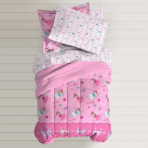 Dream Factory Magical Princess 4 Piece Bedding Set, Toddler, Pink,2A74630Jmu