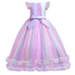 Myrisam Unicorn Costume Princess Birthday Pageant Party Halloween Cosplay Christmas Rainbow Tulle Fancy Dresses W/Headband Purpl