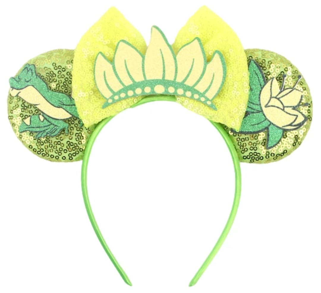 Clgift Princess Minnie Ears,Pick Your Color, Flower Minnie Ears, Floral Minnie Ears, Purple Sparkle Mouse Ears (Tiana)