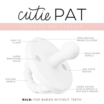 Ryan & Rose Cutie Pat Pacifier Teether (Bulb, White)