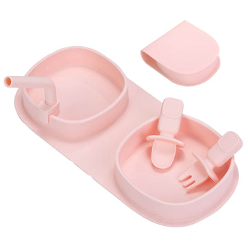 Silicone Toddler Baby Plates Dishes - Kids Portable Led Weaning Plate, Infant Non-Slip Divided Grip Dish Self Feeding Training W