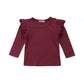 Mubineo Toddler Baby Girl Basic Plain Ruffle Sleeve Cotton T Shirts Tops Tee Clothes (Wine Red(Long Sleeve), 4-5T)