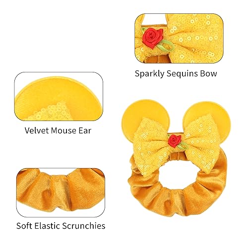 Bianbaistar Newborn Bows For Girls Toddler Hair Bows Snow White Elastic Adjustable Headband Mouse Ears Scrunchies Essencial Acce