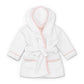 monica + andy Baby Bathrobe, White + Pink, Size 18-24 Months, Terry Hooded Towel Bathrobe, 100% Organic Baby Clothes for Girls, 