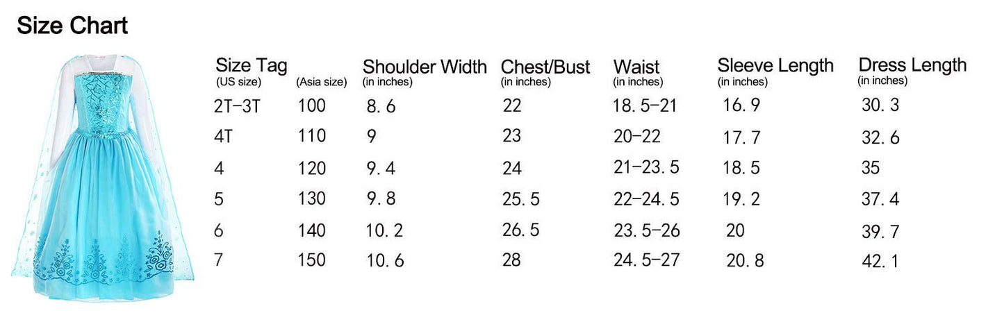 Relibeauty Girls Sequin Princess Costume Long Sleeve Dress Up, Light Blue(With Accessories), 4