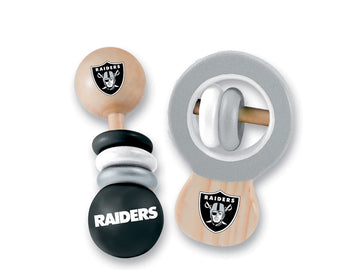 Baby Fanatic Wood Rattle 2 Pack - NFL Las Vegas Raiders, Officially Licensed Baby Toy - Ages 0+