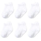 Qiyiendian 6 Pairs Non Slip Cozy Warm Ankle/Low Cut Socks With Grips For Baby Infant Toddler Kids Boys Girls(5-D White,6-12 Mont