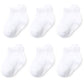 Qiyiendian 6 Pairs Non Slip Cozy Warm Ankle/Low Cut Socks With Grips For Baby Infant Toddler Kids Boys Girls(5-D White,6-12 Mont