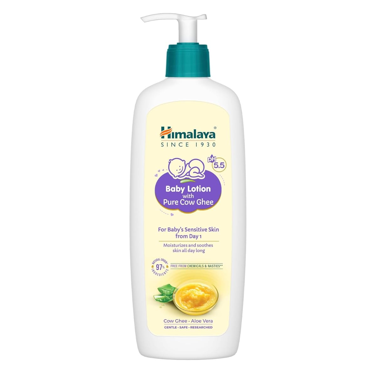 Himalaya Baby Lotion With Pure Cow Ghee 400Ml | Ph 5.5 | Aloe Vera | Safe For Newborns | For BabyS Sensitive Skin Safe From Day