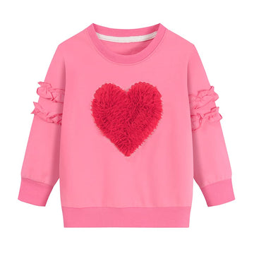 Little Girls Shirts Love Heart Rose Red Fall Sport Valentine'S Day Activewear Long Sleeve Tops 4T