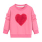 Little Hand Toddler Girls Ruffle Sleeve Shirts Kids Love Heart Pasting Clothes Valentine'S Tee Sweatshirt For 3T