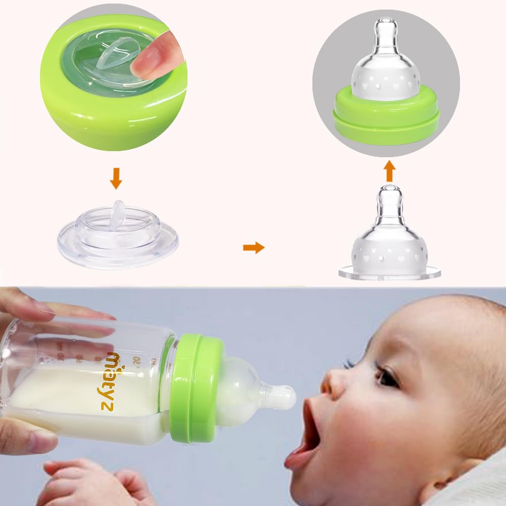 Matyz 6-Pack Borosilicate Glass Breast Milk Bottles (6 Oz, 3 Colors) - Wide Neck Breastmilk Collection And Storage Bottle - Form