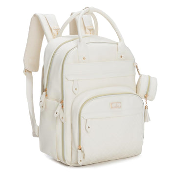 Babbleroo Leather Diaper Bag Backpack - Baby Essentials Travel Baby Bag, Multi Function, Waterproof, With Changing Pad, Stroller