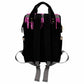 Artsadd Customized Diaper Bag With Name, Custom Pink And Black Diaper Backpack For Mom Personalized Mommy Nursing Bags Casual Ba