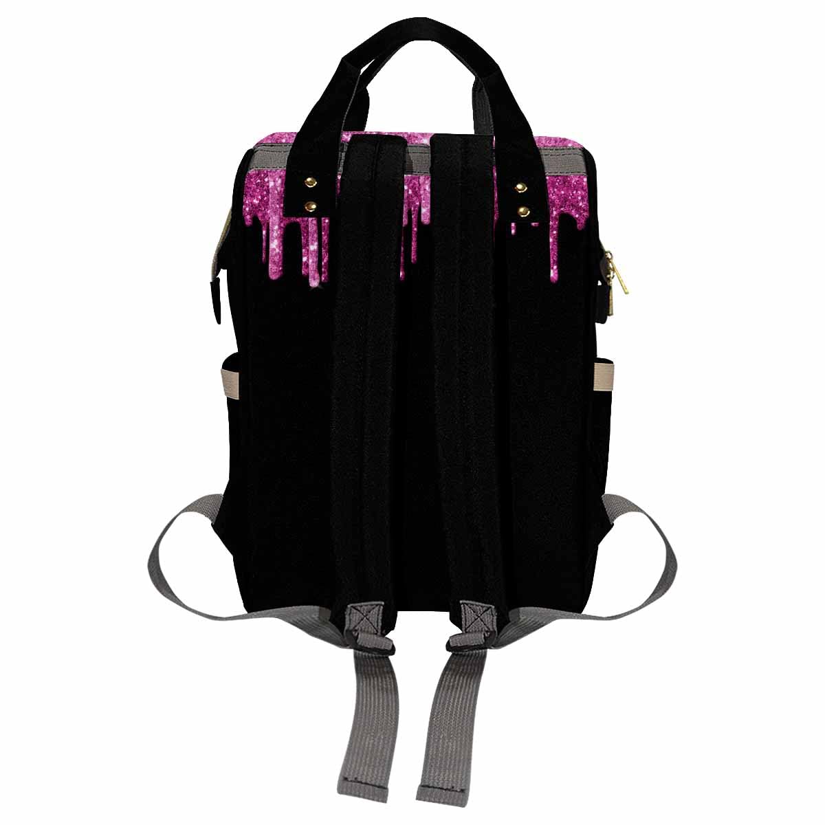Artsadd Customized Diaper Bag With Name, Custom Pink And Black Diaper Backpack For Mom Personalized Mommy Nursing Bags Casual Ba
