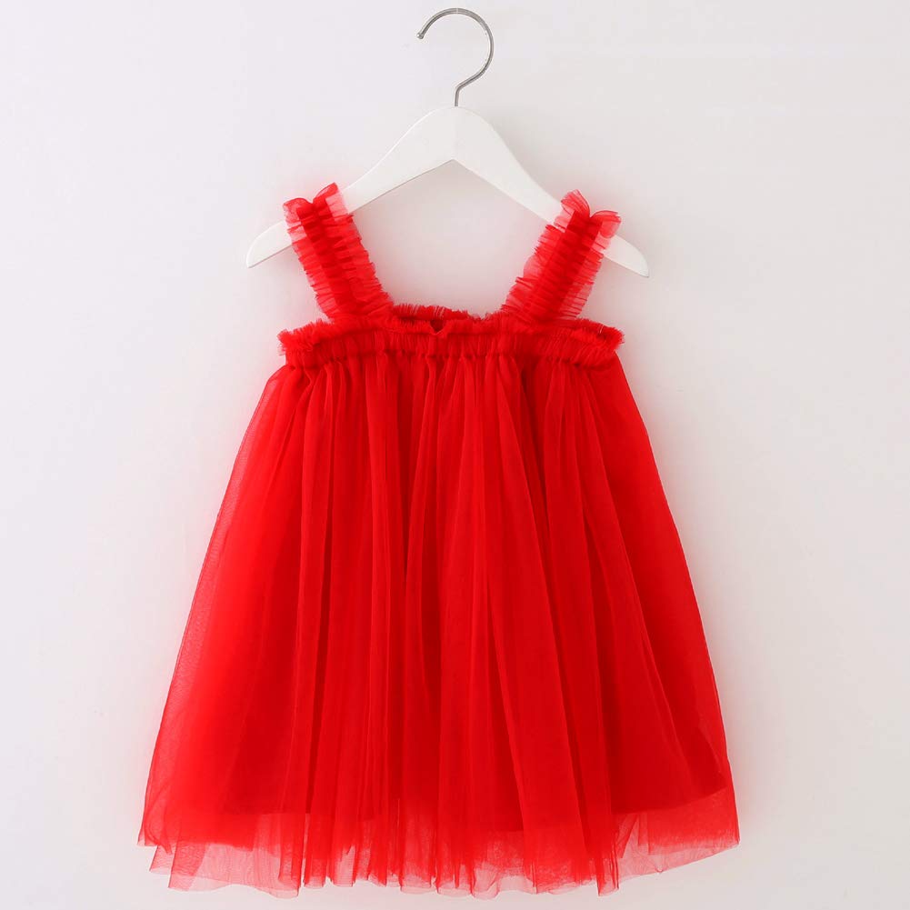 Bgfks Layered Tulle Tutu Dress For Toddler Girls,Baby Girl Rainbow Tutu Princess Skirt Set With Flower Headband.(Red,2T)