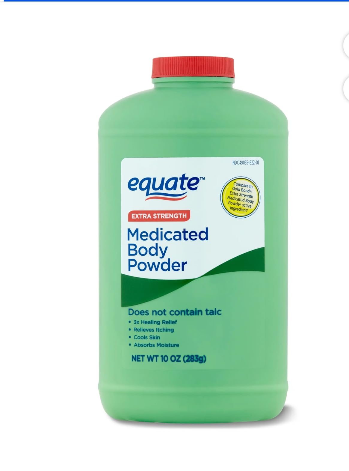 Equate, Extra Strength Medicated Body Powder, Eucalyptus 10 oz(Pack 1)