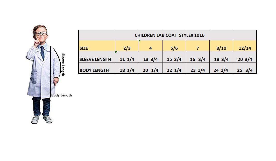 Natural Uniforms Childrens Unisex Labcoat Costume (16/18, White)