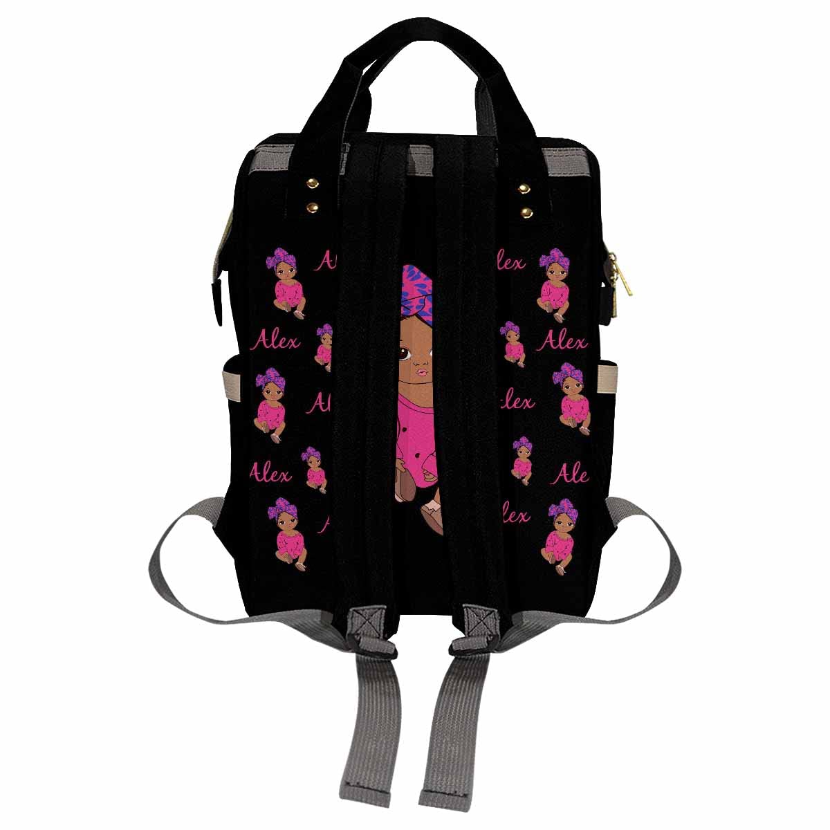 Artsadd Personalized Large Capacity Diaper Bags, Pink Daypack Baby Backpack Custom Name Backpack Casual Daypack Bag Nappy Bag Gi