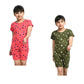 IndiWeaves Girls Cotton Printed Night Suits Tshirts and Shorts Set Summer (Pack of 2) Caret::Dark Green